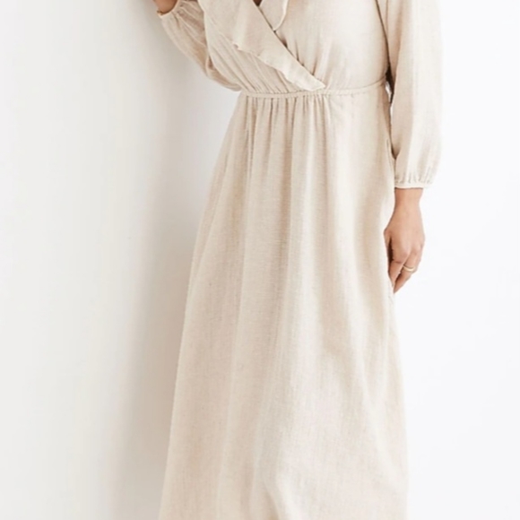 Madewell Dresses Nwt Madwell Linencotton Ruffleneck Midi Dress Poshmark